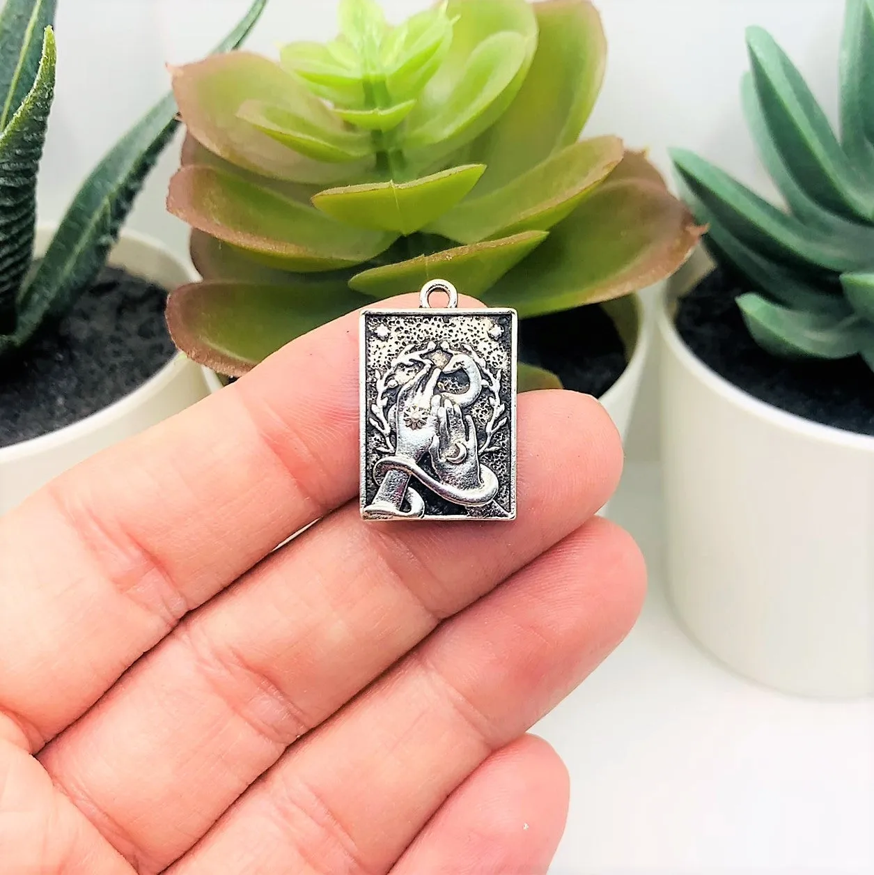 1, 4, 20 or 50 Pieces: Antique Silver Witchy Hecate Pendant