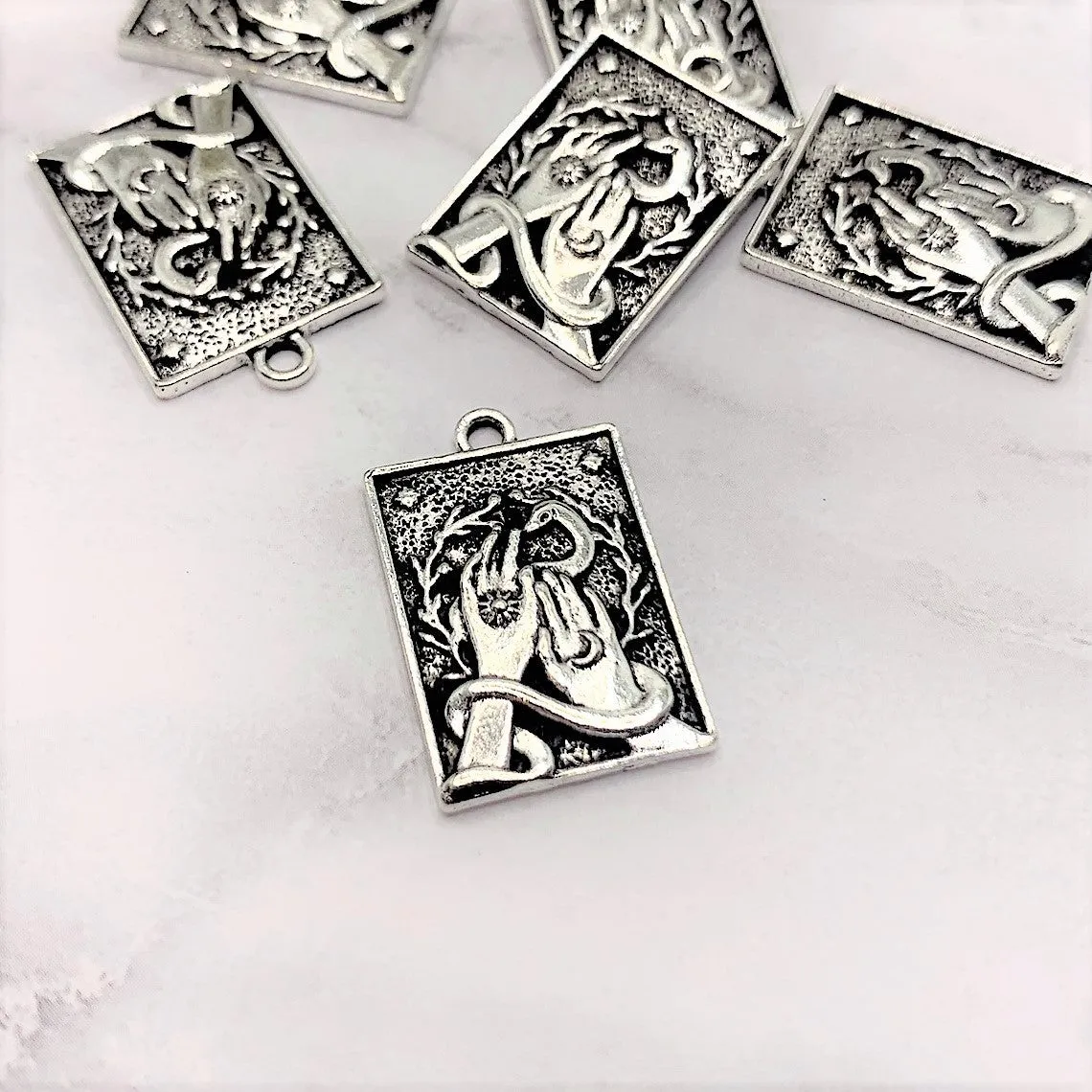 1, 4, 20 or 50 Pieces: Antique Silver Witchy Hecate Pendant