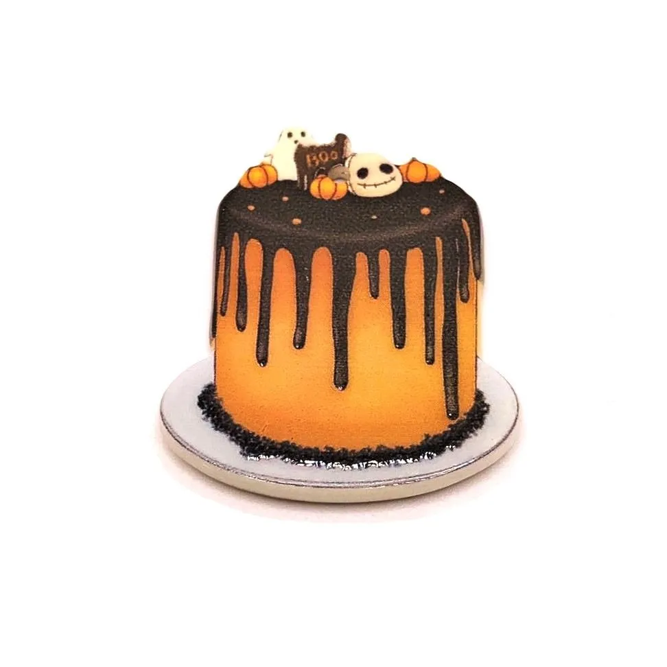 1, 4 or 20 Pieces: Halloween Cake, Fall Baker's Pendant - Double Sided
