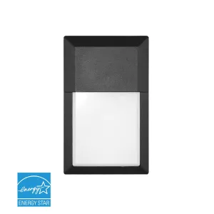 15.8W Mini Outdoor LED Wall Pack with Matte Black Aluminum Die Cast & Frosted Plastic Lens