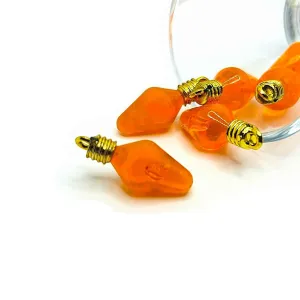 4 or 20 Pieces: Orange Christmas Lightbulb 3D Acrylic Charms