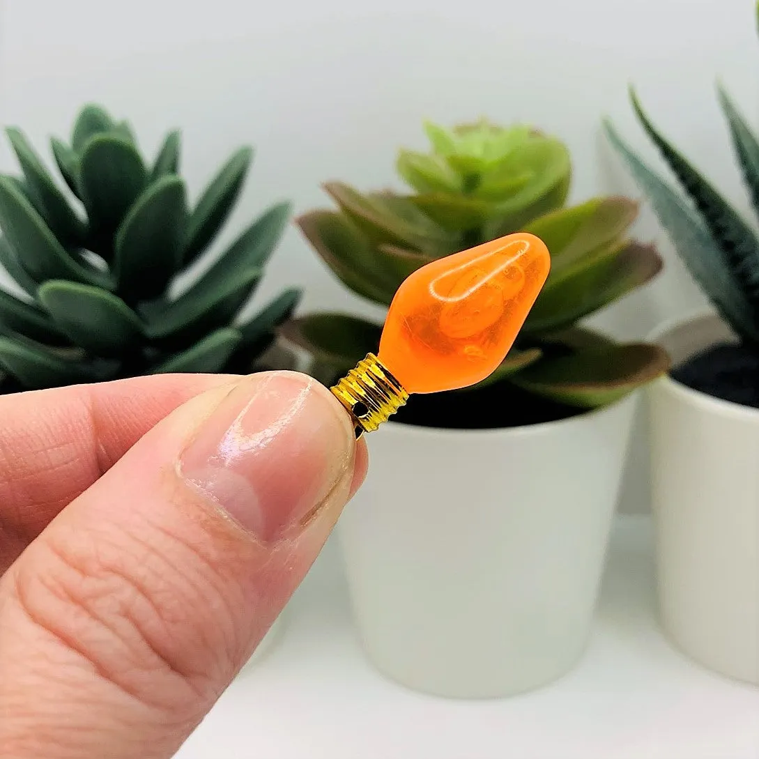 4 or 20 Pieces: Orange Christmas Lightbulb 3D Acrylic Charms