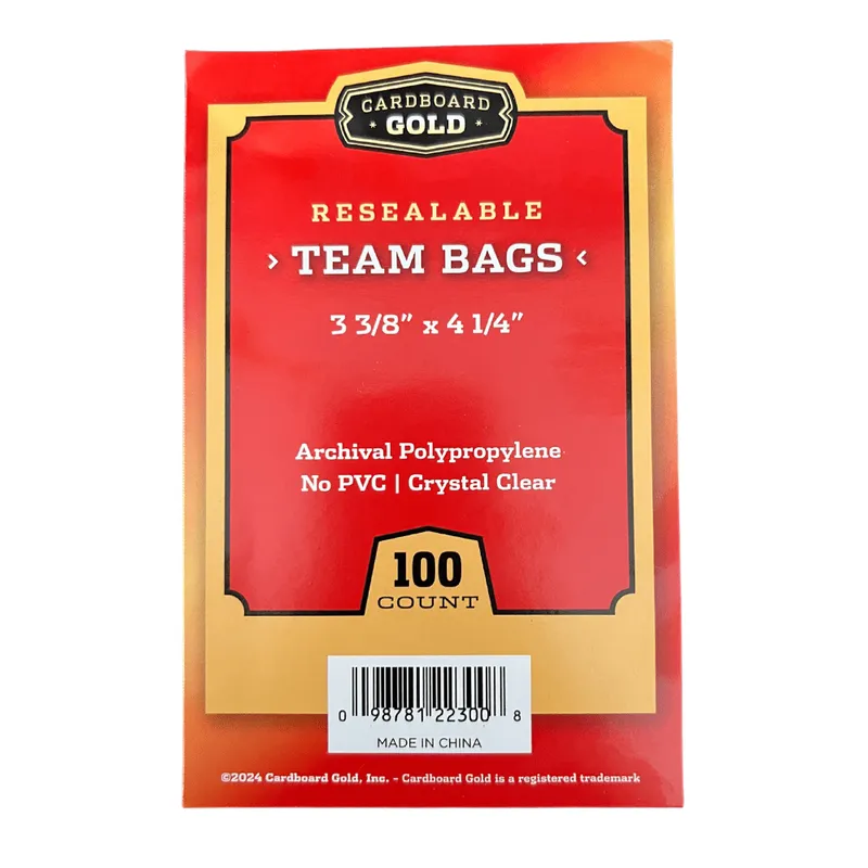 5000ct Case Resealable Team Bags / Sleeves - Cardboard Gold
