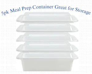5pk Food Meal Prep Containers w/ Lids (Great for Storing Prepared Food)