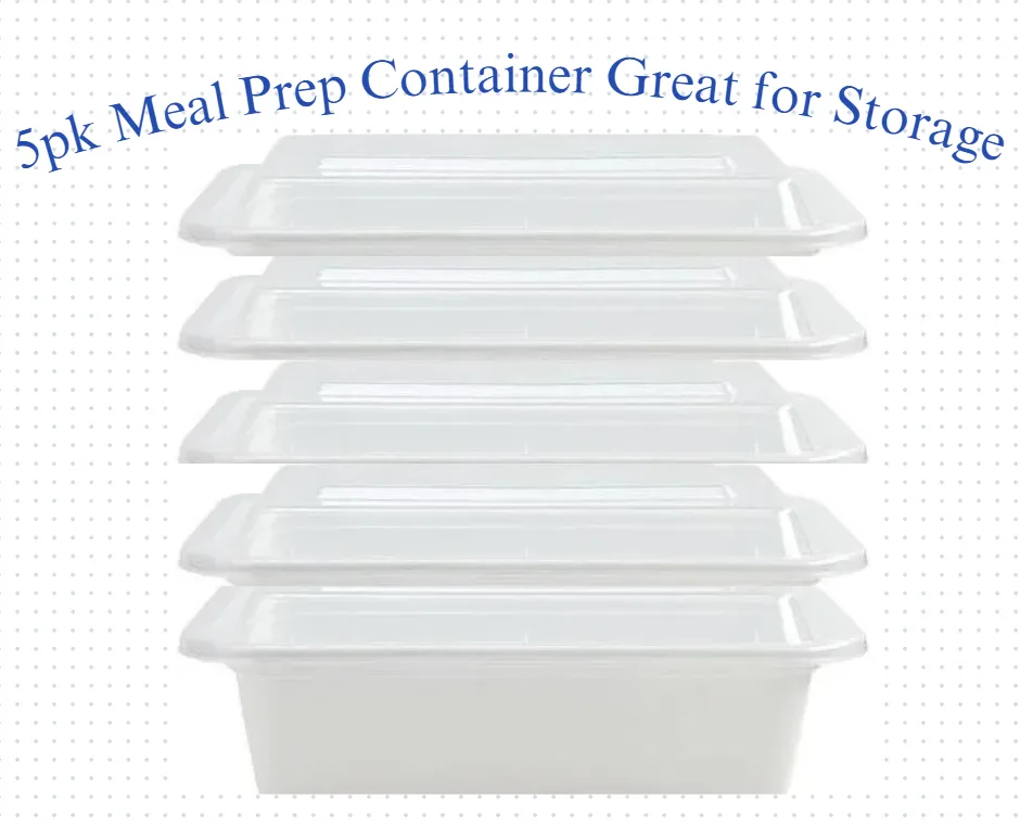 5pk Food Meal Prep Containers w/ Lids (Great for Storing Prepared Food)