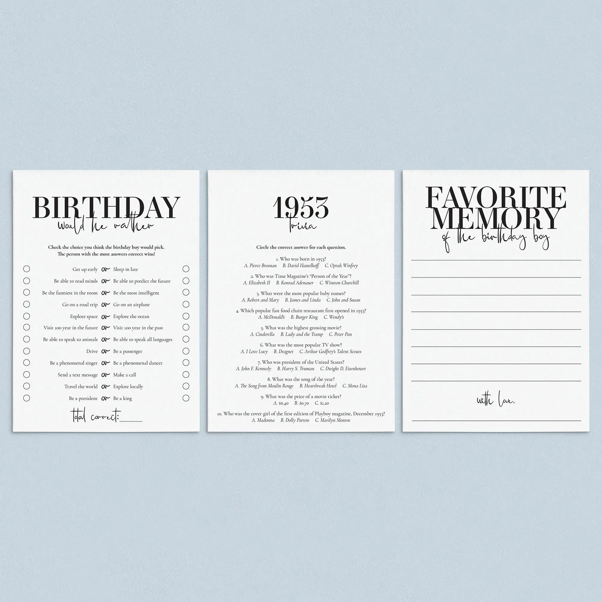 71st Birthday Games For Him Born in 1953