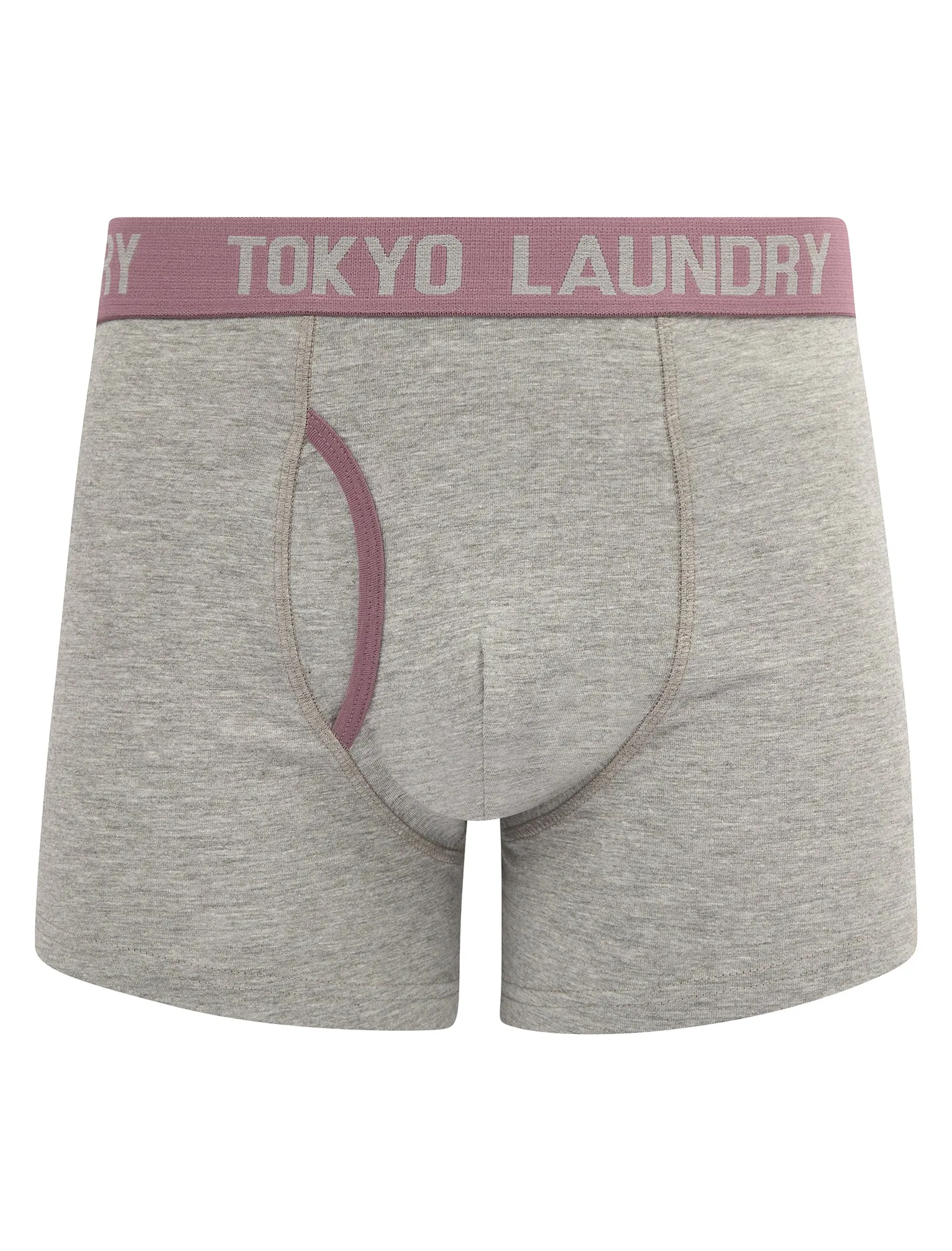 Abbots 3 (2 Pack) Boxer Shorts Set in Light Grey Marl / Grapeade - Tokyo Laundry