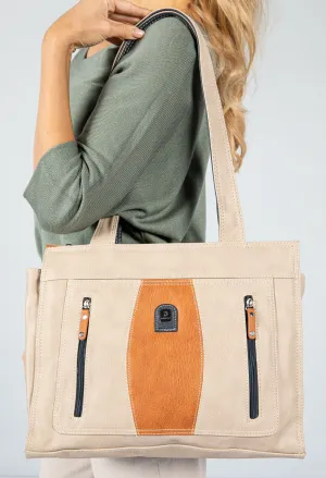 Almond and Navy Messenger Bag