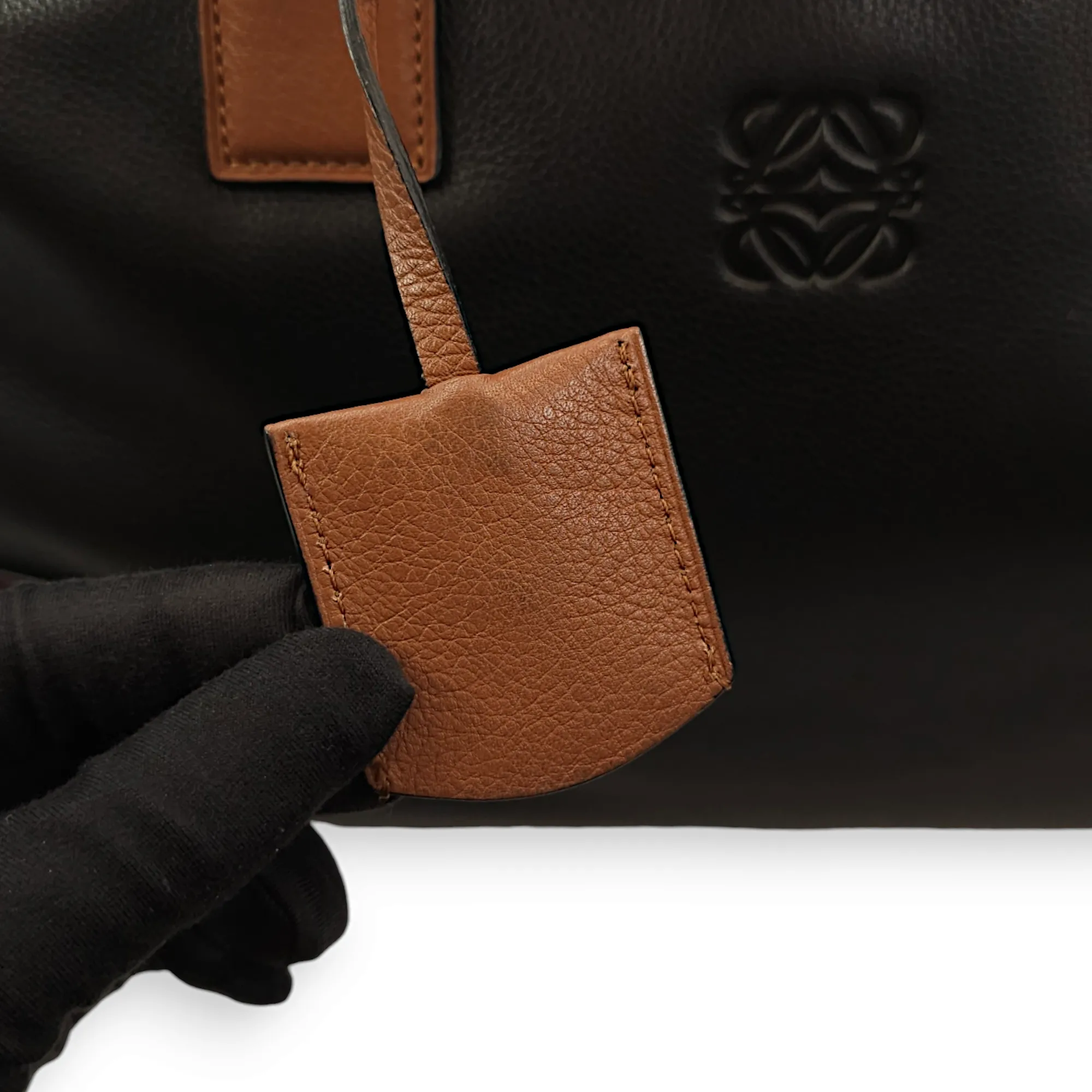 Amazona 36 Black, Brown, Burgundy Top Handle Bag in Calfskin, Gold hardware