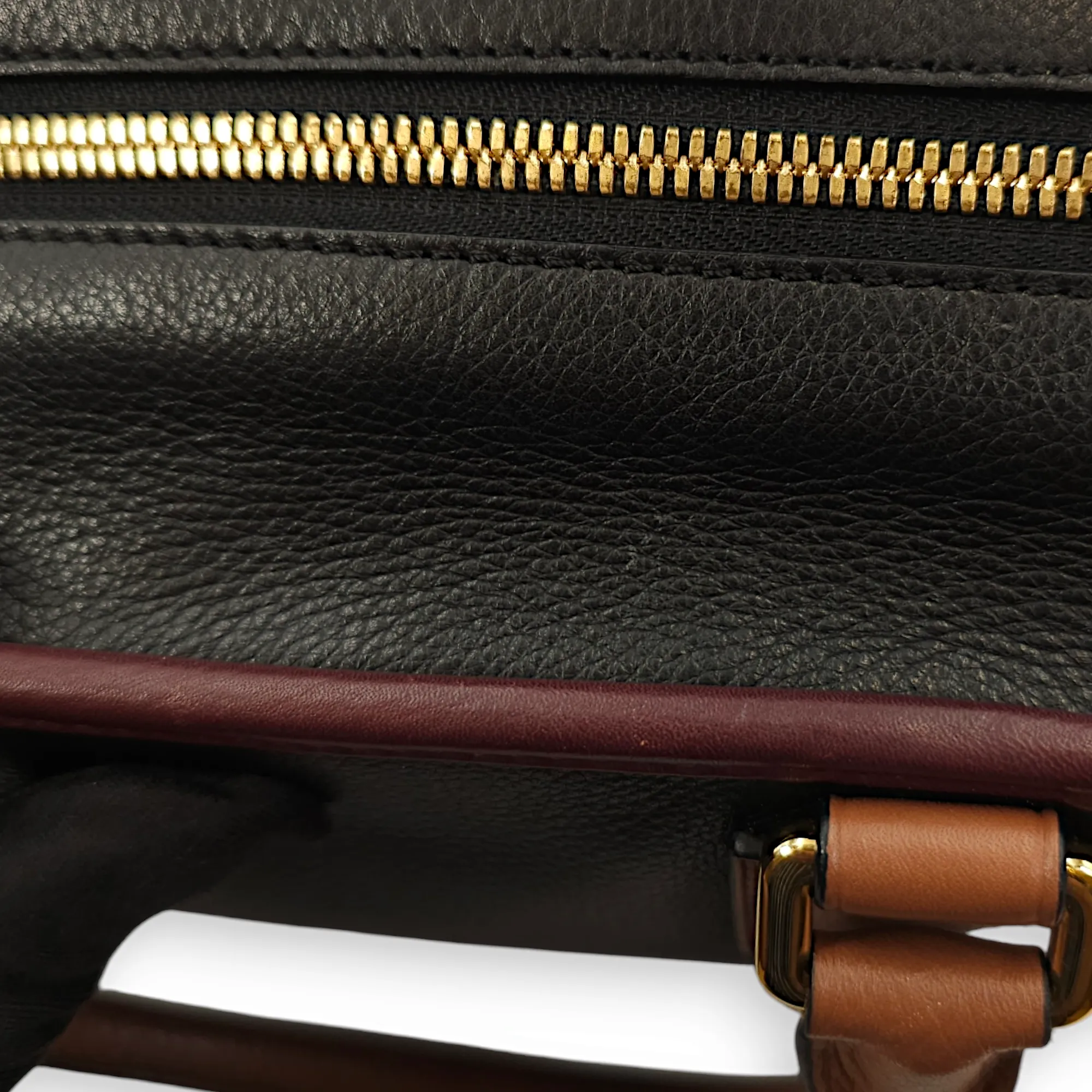 Amazona 36 Black, Brown, Burgundy Top Handle Bag in Calfskin, Gold hardware
