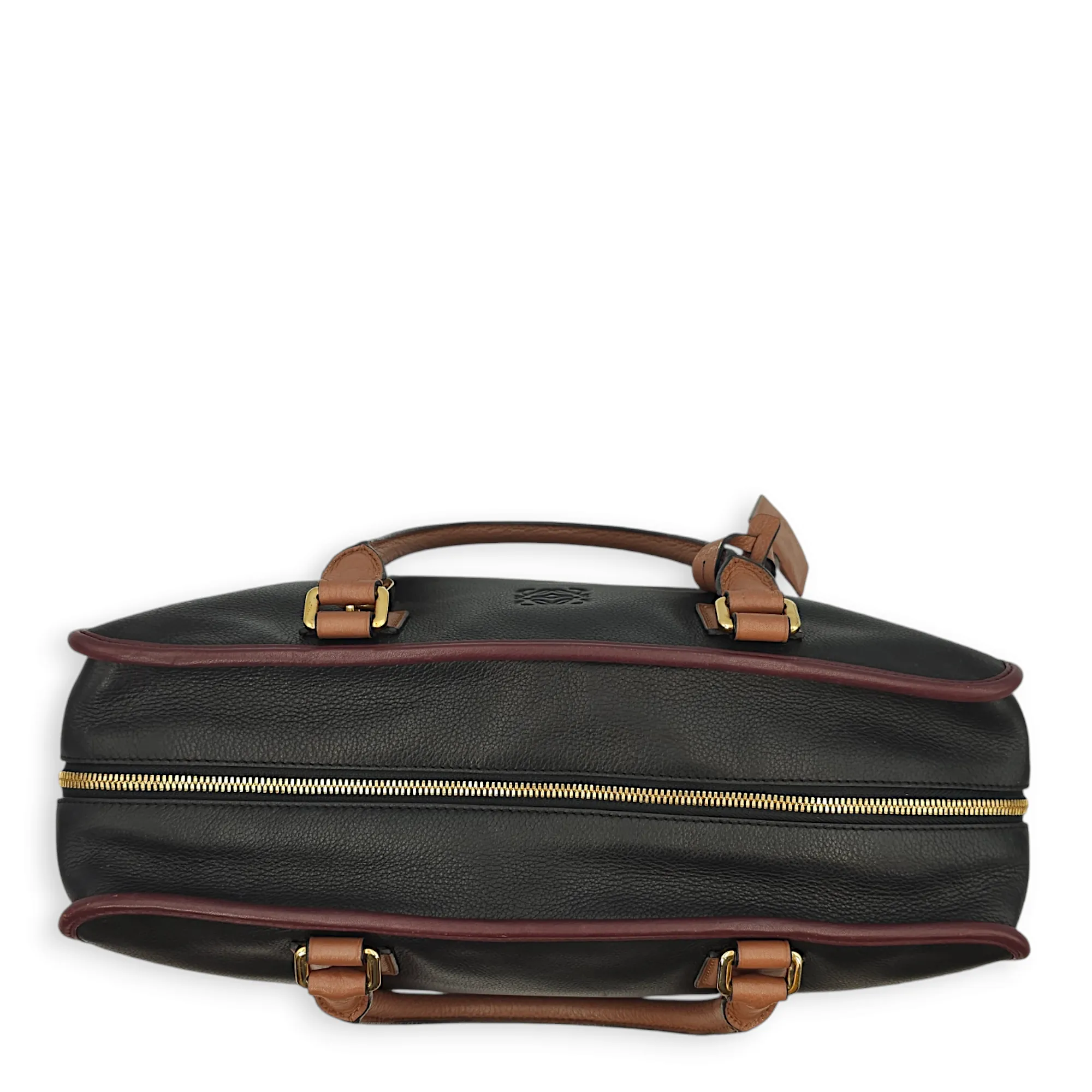 Amazona 36 Black, Brown, Burgundy Top Handle Bag in Calfskin, Gold hardware