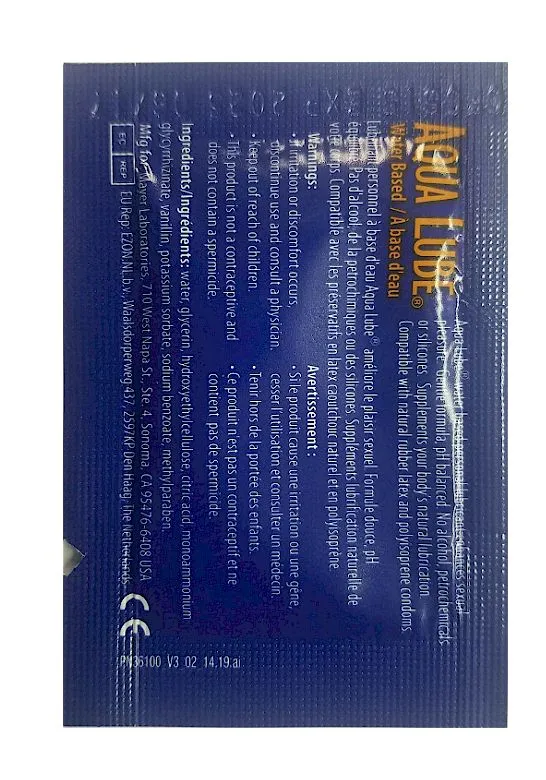 Aqualube Single Use Foil Lubricants - Water Based