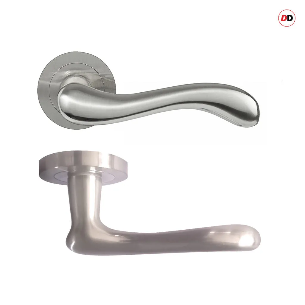 Bari Door Lever Handle Pack - 4 Radius Cornered Hinges - Satin Finish