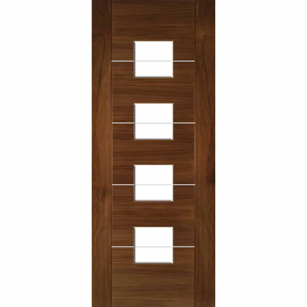 Bespoke Valencia Glazed Walnut Internal Door - Prefinished