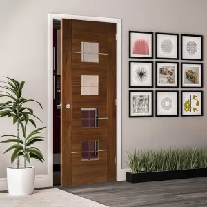 Bespoke Valencia Glazed Walnut Internal Door - Prefinished