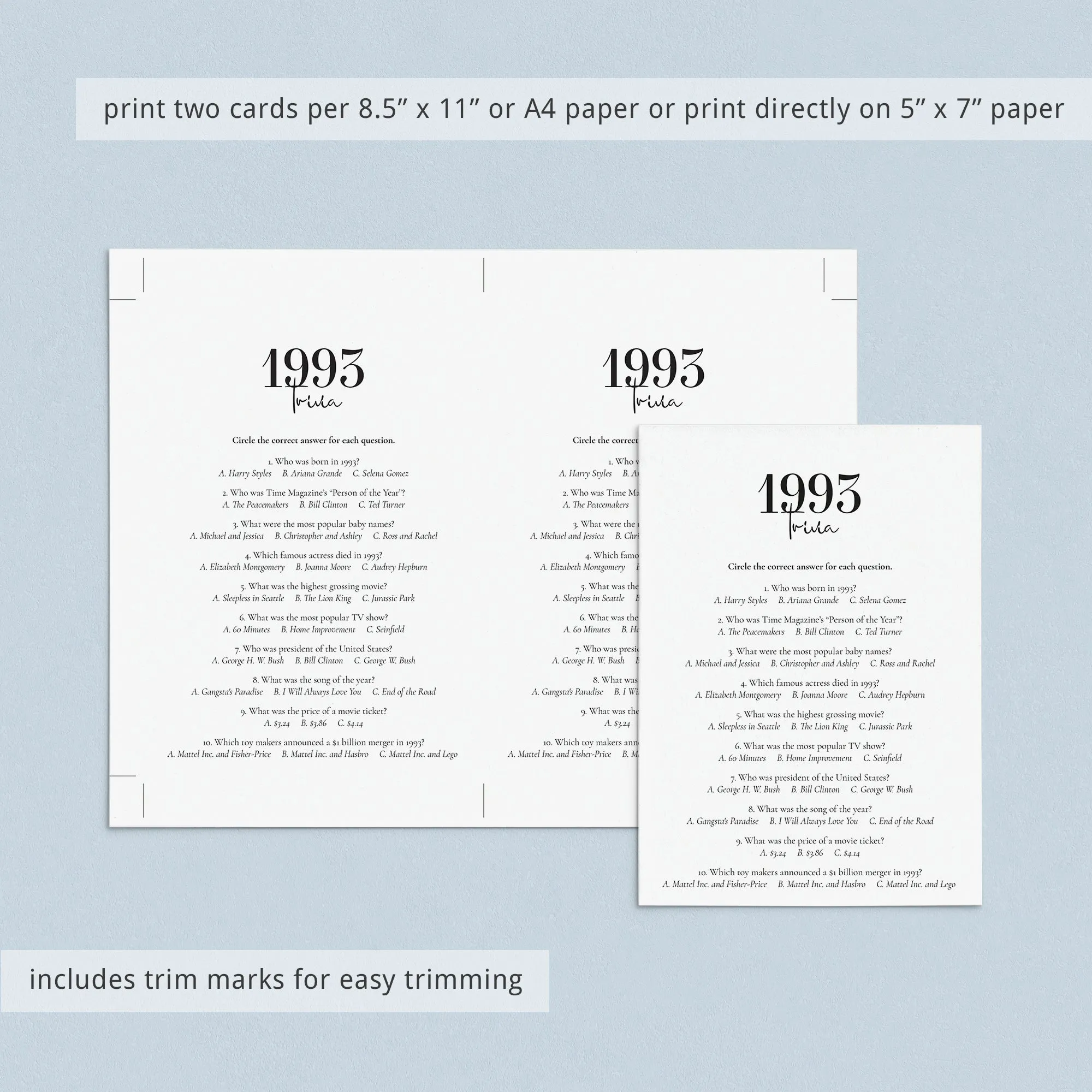 Born in 1993 31st Birthday Party Games Bundle For Men