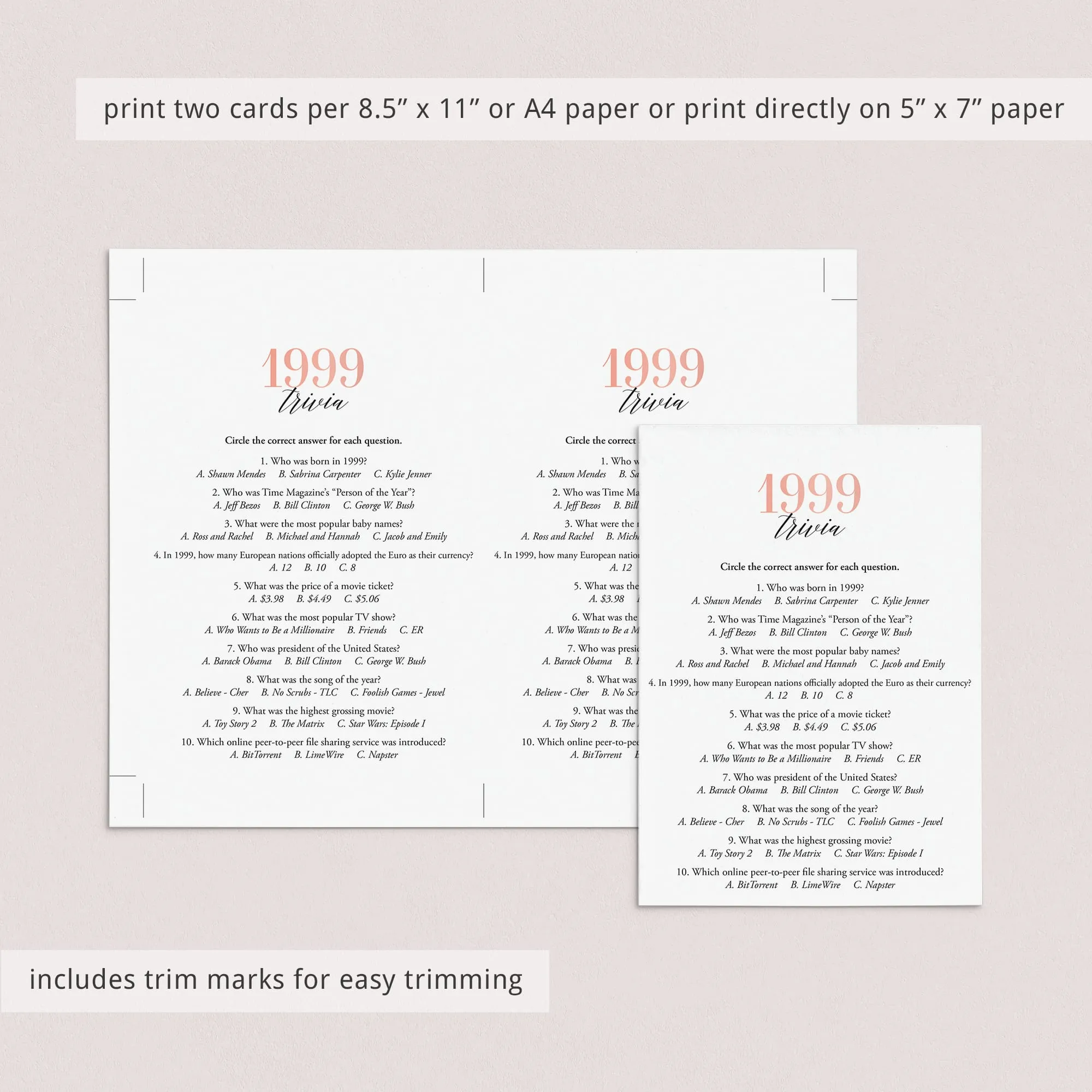 Born In 1999 25th Birthday Party Games Bundle For Women