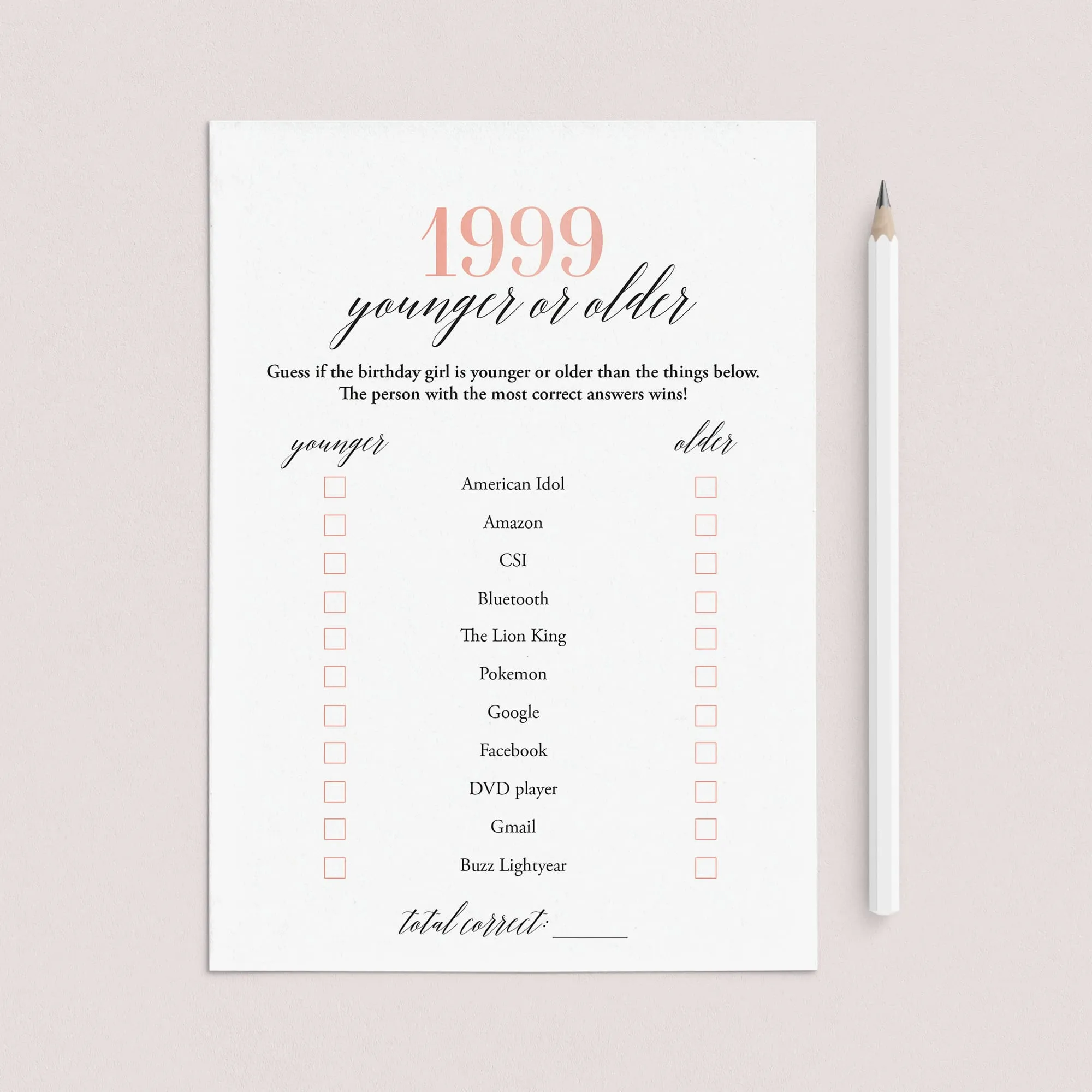 Born In 1999 25th Birthday Party Games Bundle For Women