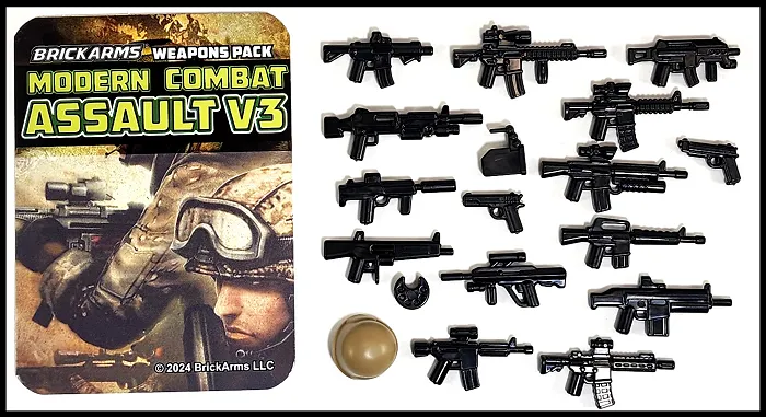 BrickArms Modern Combat Assault Weapons Pack V3 Weapons Military Pack for Minifigures