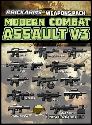 BrickArms Modern Combat Assault Weapons Pack V3 Weapons Military Pack for Minifigures