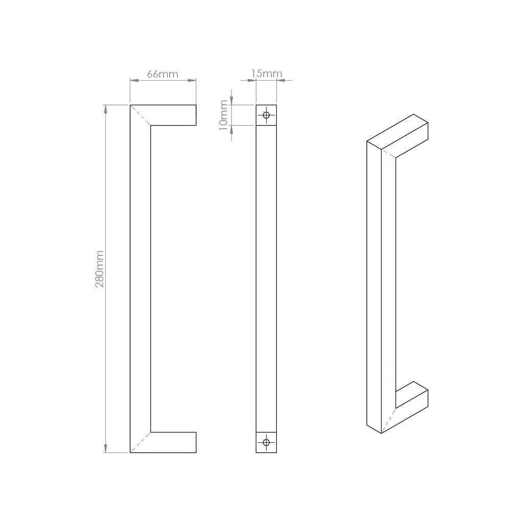 Concord 280mm Back to Back Pull Handle Pack - 4 Square Hinges - Polished Gold Finish