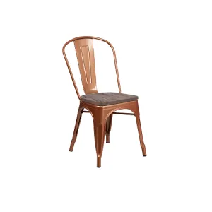 Copper Finish Dark Wood Seat Tolix Chair