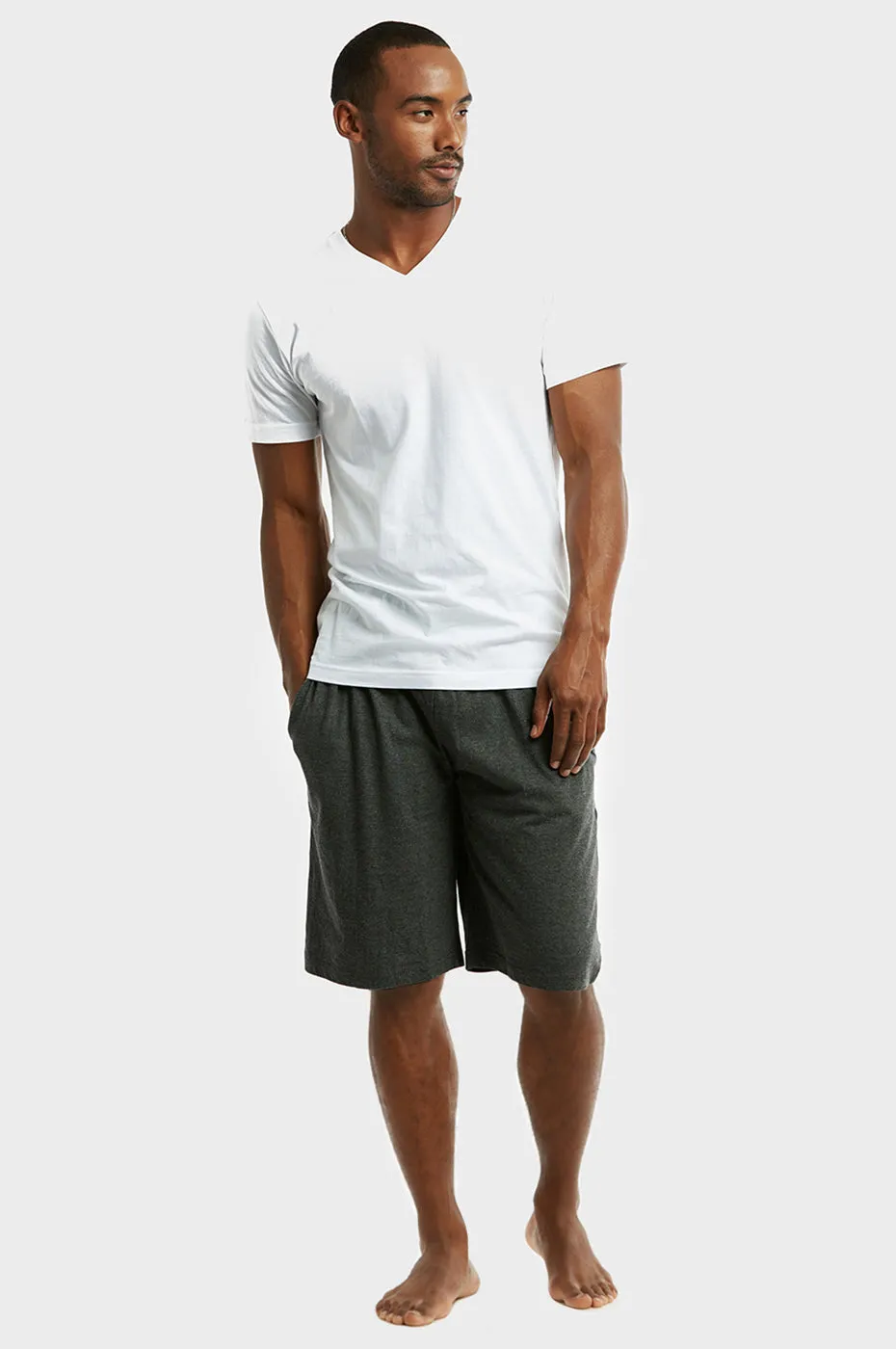 COTTONBELL MEN'S KNITTED PAJAMA SHORTS (MPS200C_CHC-GR)
