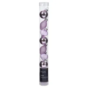 Decoris 3cm Lilac Breeze Mixed Shape Glass Baubles (Set of 9) - 014713