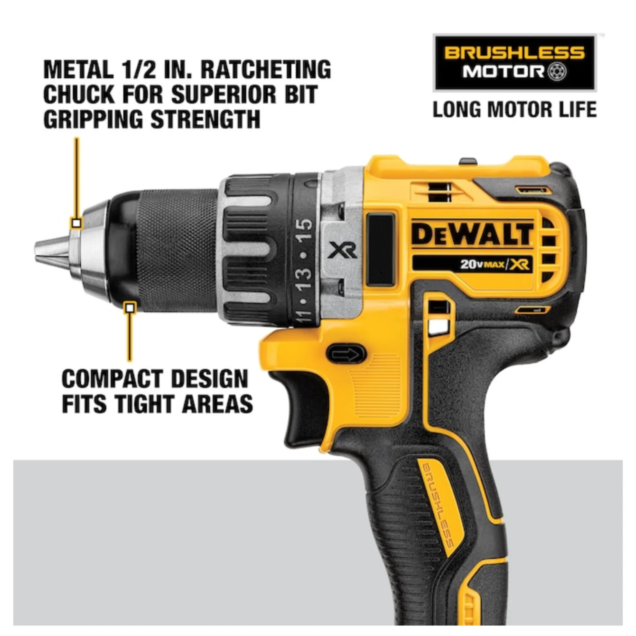 DEWALT XR 20-volt 1/2-in Brushless Cordless Drill (2 Li-ion Batteries Included and Charger Included)