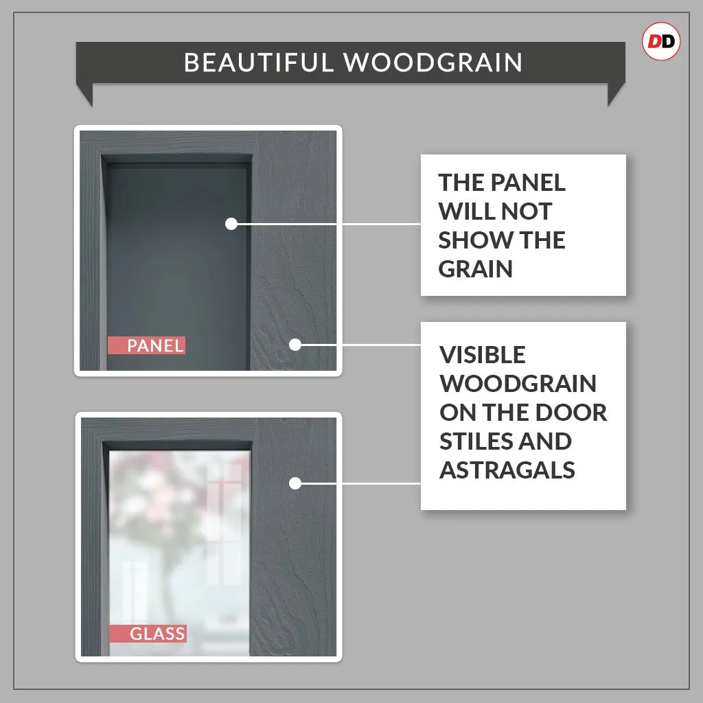 Drake Solid Wood Internal Door UK Made  DD0108F Frosted Glass - Stormy Grey Premium Primed - Urban Lite® Bespoke Sizes