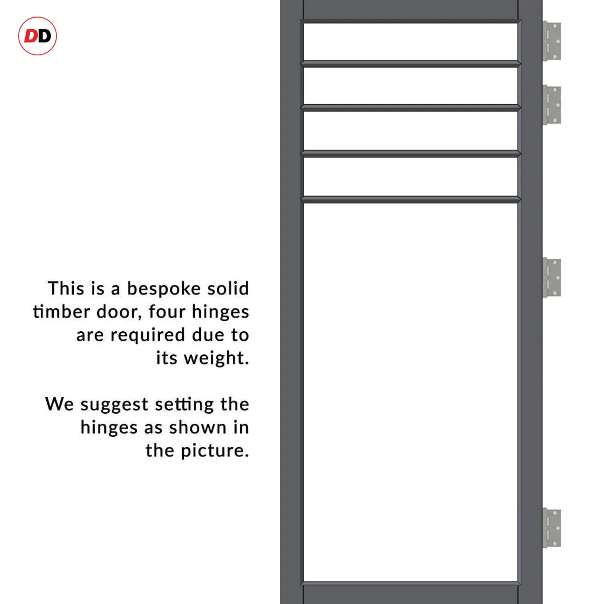 Drake Solid Wood Internal Door UK Made  DD0108F Frosted Glass - Stormy Grey Premium Primed - Urban Lite® Bespoke Sizes