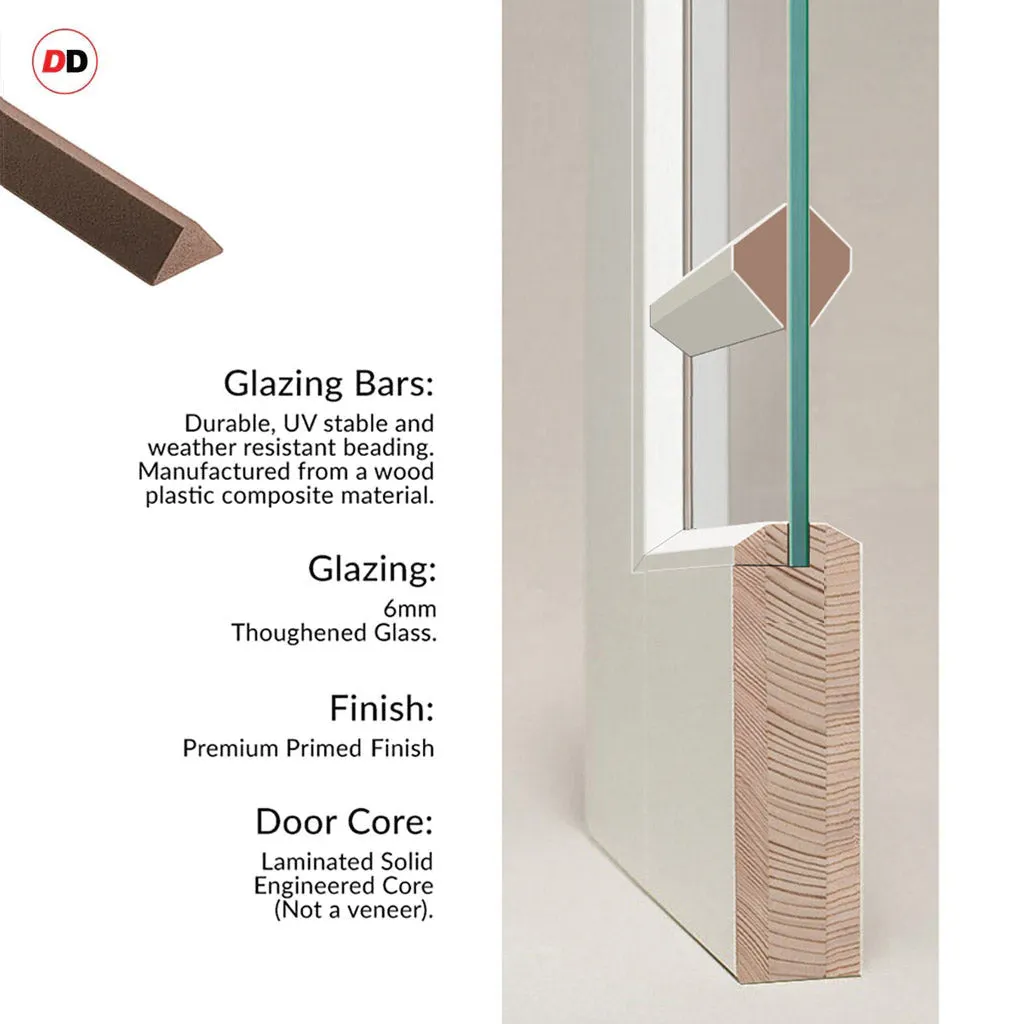Drake Solid Wood Internal Door UK Made  DD0108F Frosted Glass - Stormy Grey Premium Primed - Urban Lite® Bespoke Sizes