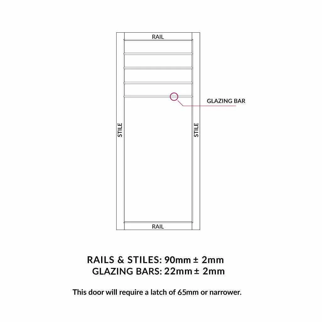 Drake Solid Wood Internal Door UK Made  DD0108F Frosted Glass - Stormy Grey Premium Primed - Urban Lite® Bespoke Sizes