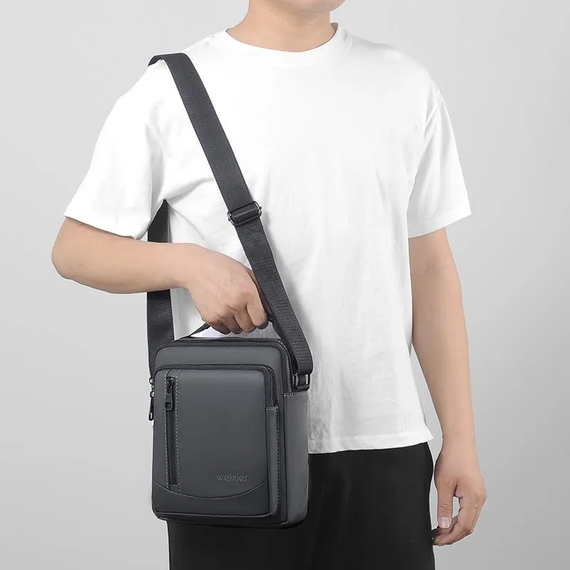 Durable Large Capacity Men Grey Shoulder Messenger Bag