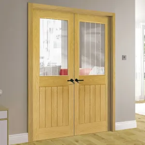 Ely 1 L Glazed Internal Door Pair - Unfinished