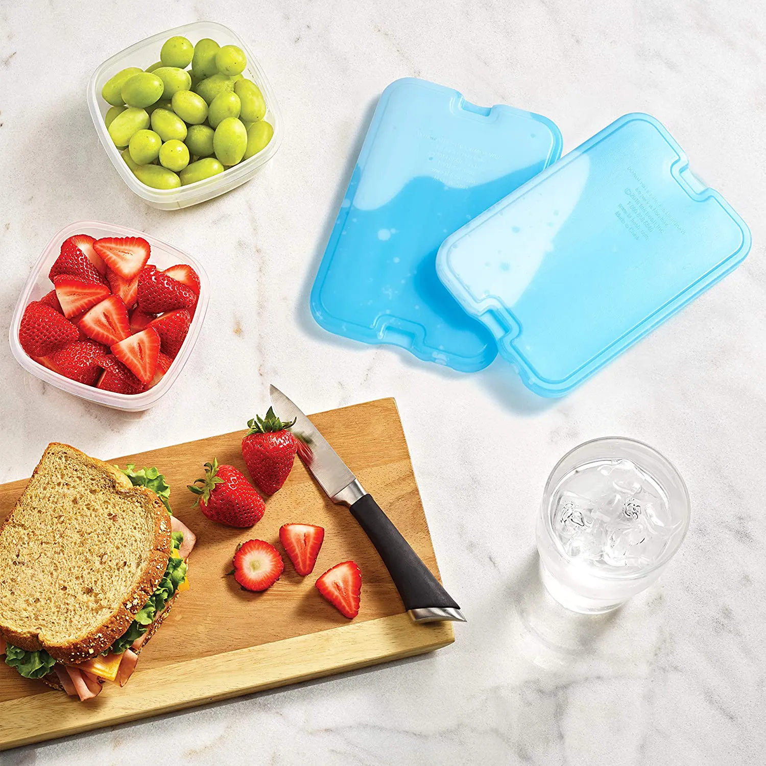 Fit & Fresh XL Cool Coolers Freezer Slim Ice Pack for Lunch Box, Set of 4, Large, Blue