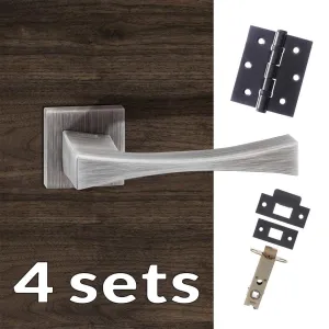 Four Pack Forme Artemide Designer Lever on Minimal Square Rose Urban Graphite Combo Handle Pack