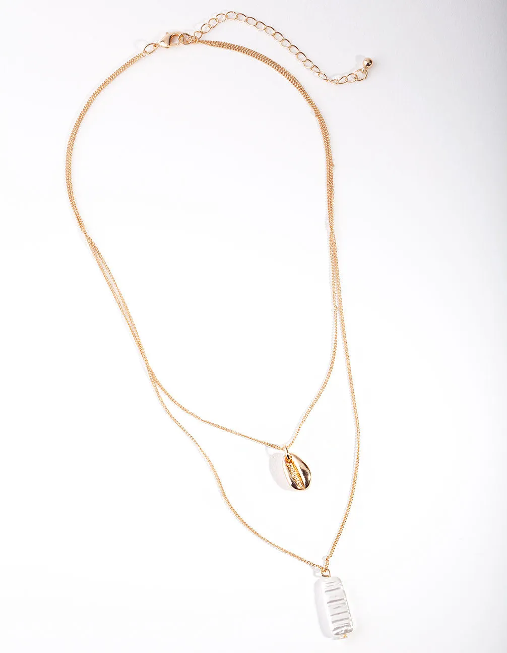 Gold Pearl Shell Layered Necklace
