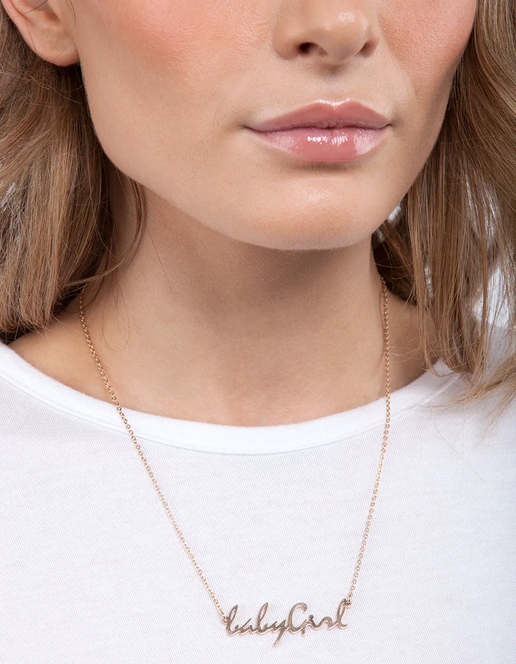 Gold "Baby Girl" Charm Necklace