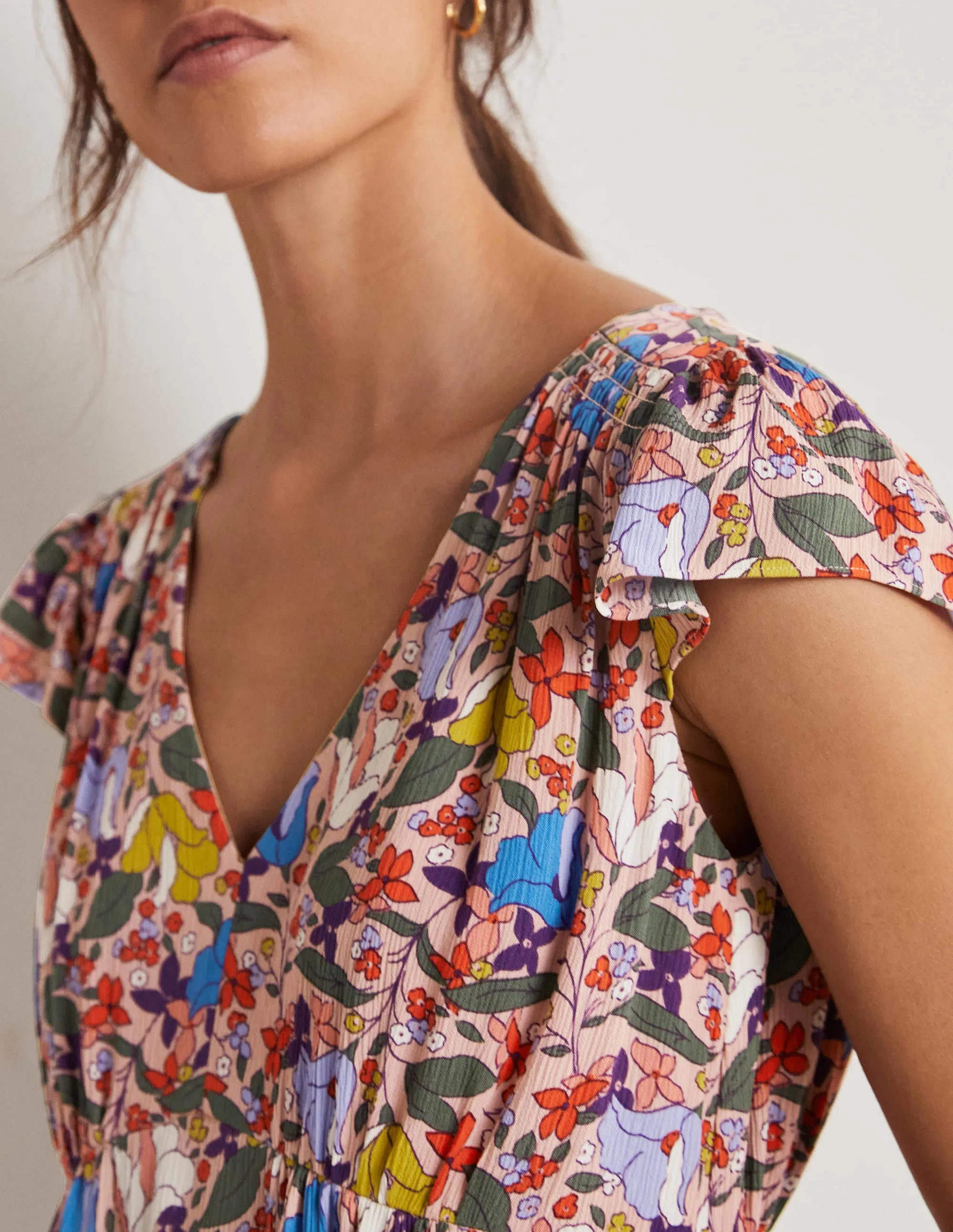 Grace Flutter Sleeve Dress-Milkshake, Tulip Terrace