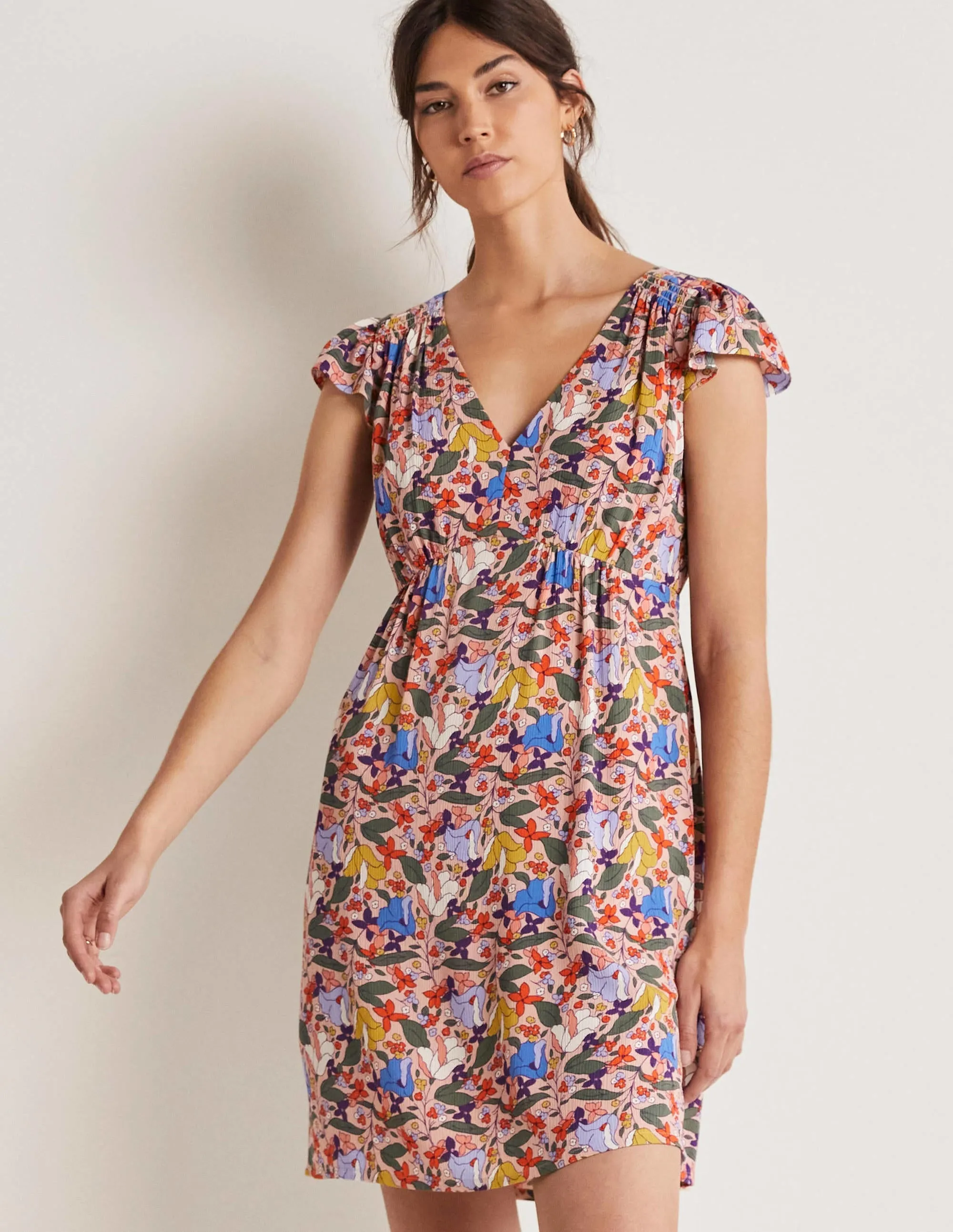 Grace Flutter Sleeve Dress-Milkshake, Tulip Terrace