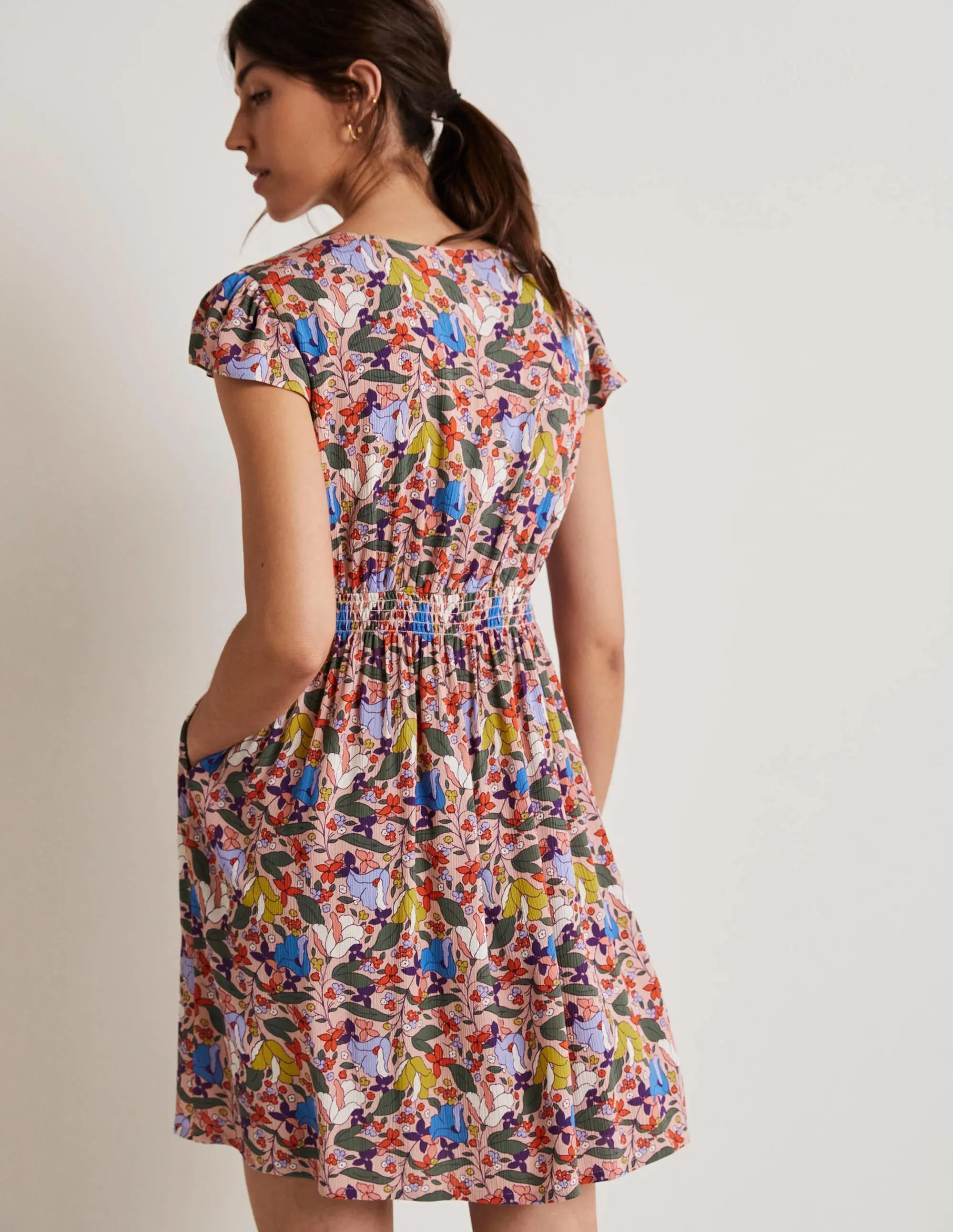 Grace Flutter Sleeve Dress-Milkshake, Tulip Terrace