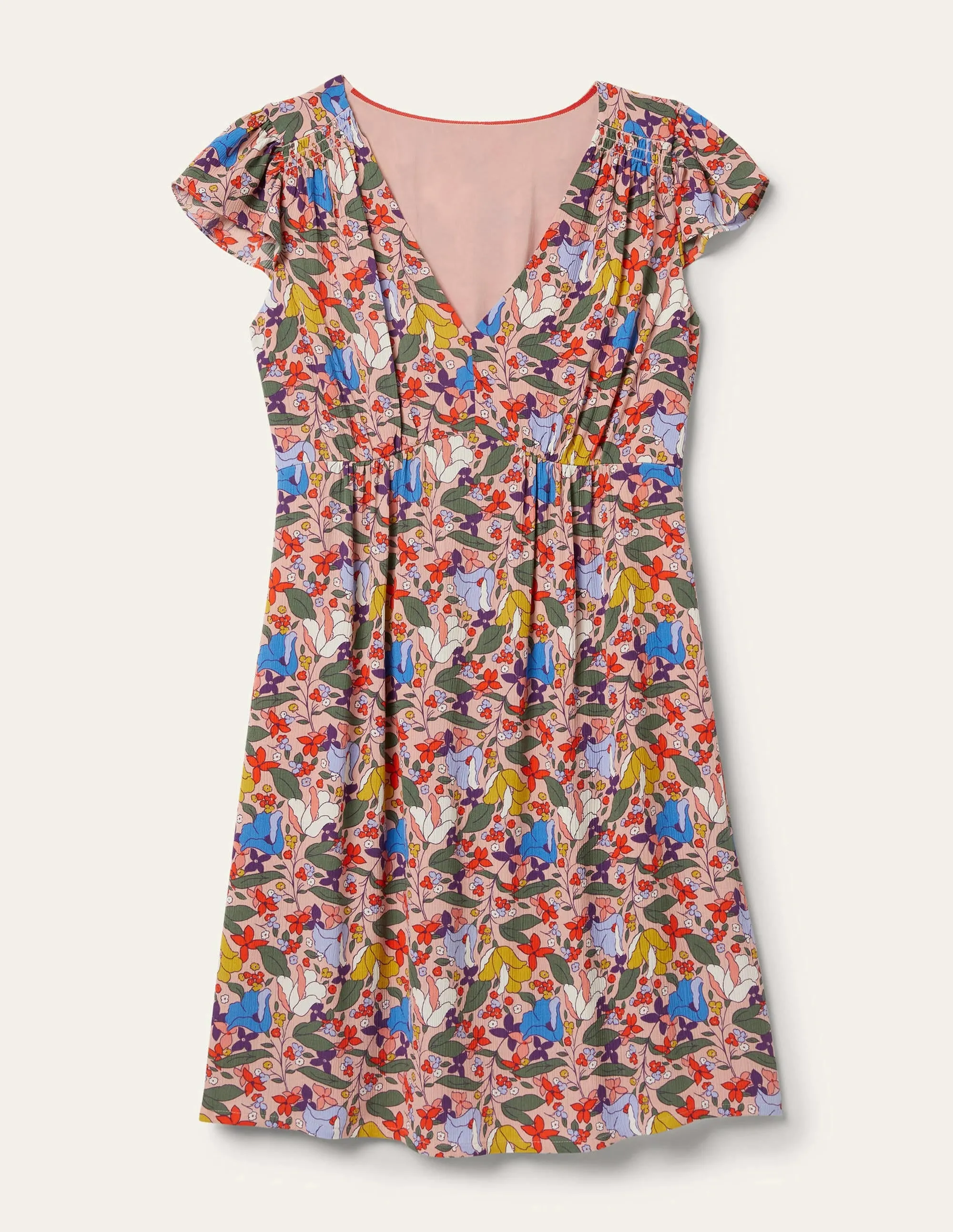 Grace Flutter Sleeve Dress-Milkshake, Tulip Terrace