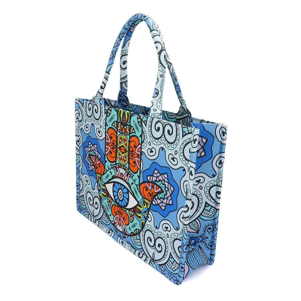 iLLASPARKZ Evil Eye Hamsa Hand Printed Tote Bag