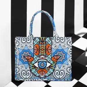 iLLASPARKZ Evil Eye Hamsa Hand Printed Tote Bag