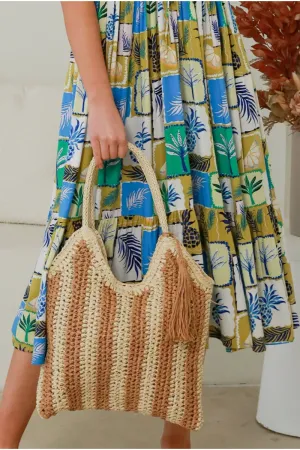 Isabella Boho Marina Straw Natural Beach Bag