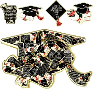 Junkin 24 Pcs Graduation Enamel Pins Set 4 Styles 2025 Graduation Gifts Button Lapel Pins Souvenir Emblem Graduate Pin Book Flower Grad Cap and Diploma for College Teacher Congrats Grad Party Favor