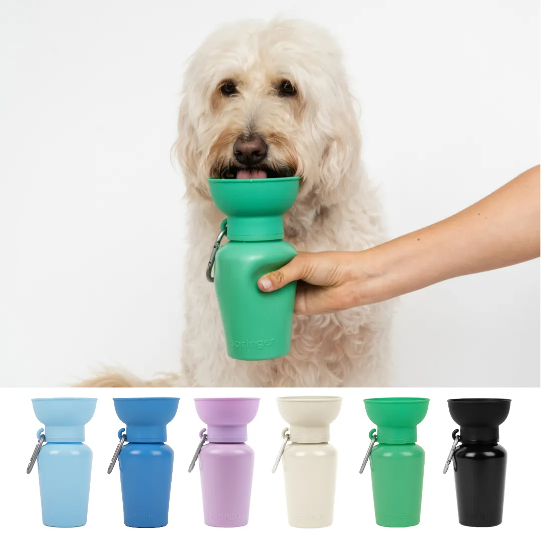 Lilac Dog Travel Water Bottle, 20oz, Flip Silicone