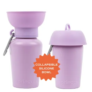 Lilac Dog Travel Water Bottle, 20oz, Flip Silicone