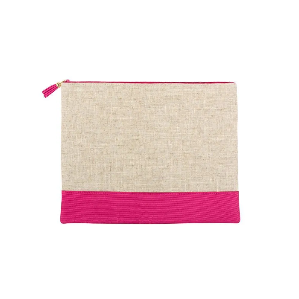 Linen Flat Zipper Pouch